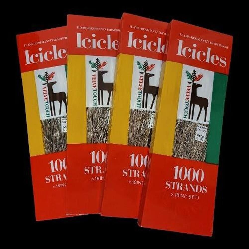 Vintage Tinsel Icicles from Velvet Touch - 4 New Packs - 1000 Strands Each